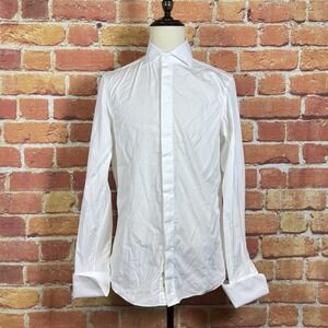 Suit Supply Mens White Long Sleeve Egyptian Cotton Slim Fit Dress Shirt 41L/16L